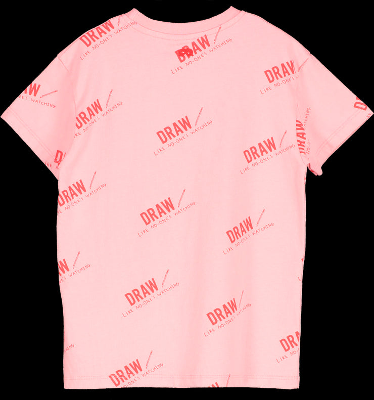 Short Sleeve T-shirt Pink Draw washed pink