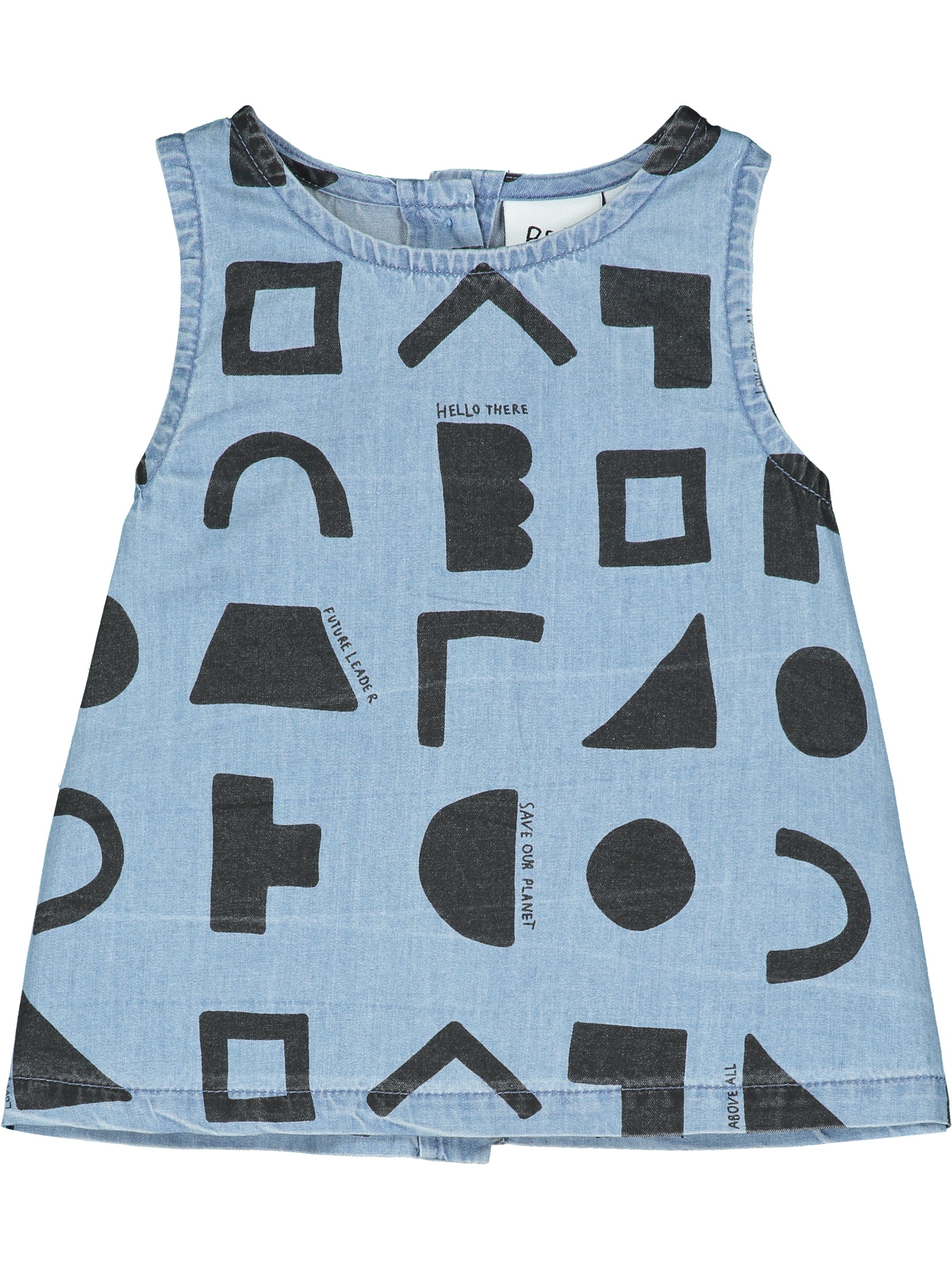 Washed Blue Chambray Positive Thoughts A Line Baby Top