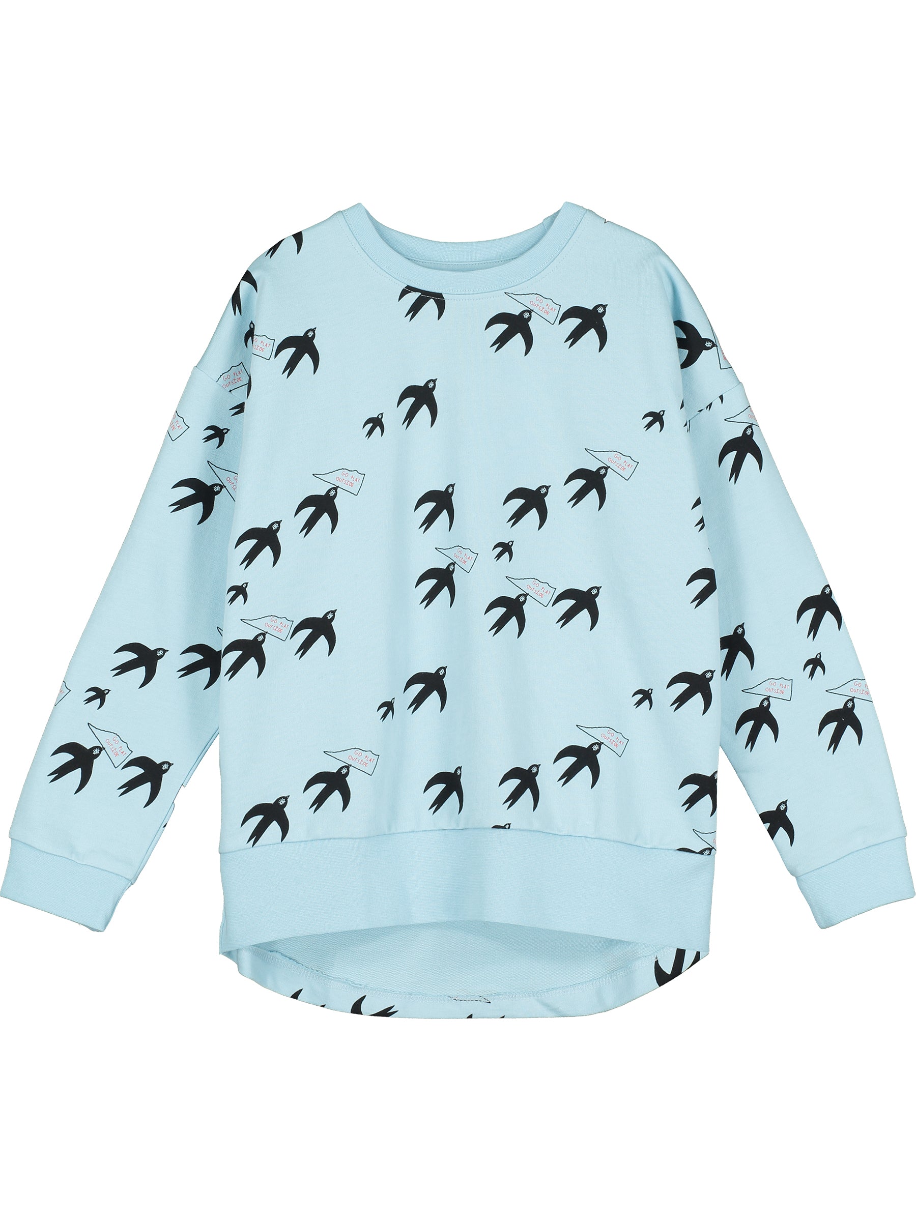 Sky Blue Birds Relaxed Fit Sweater