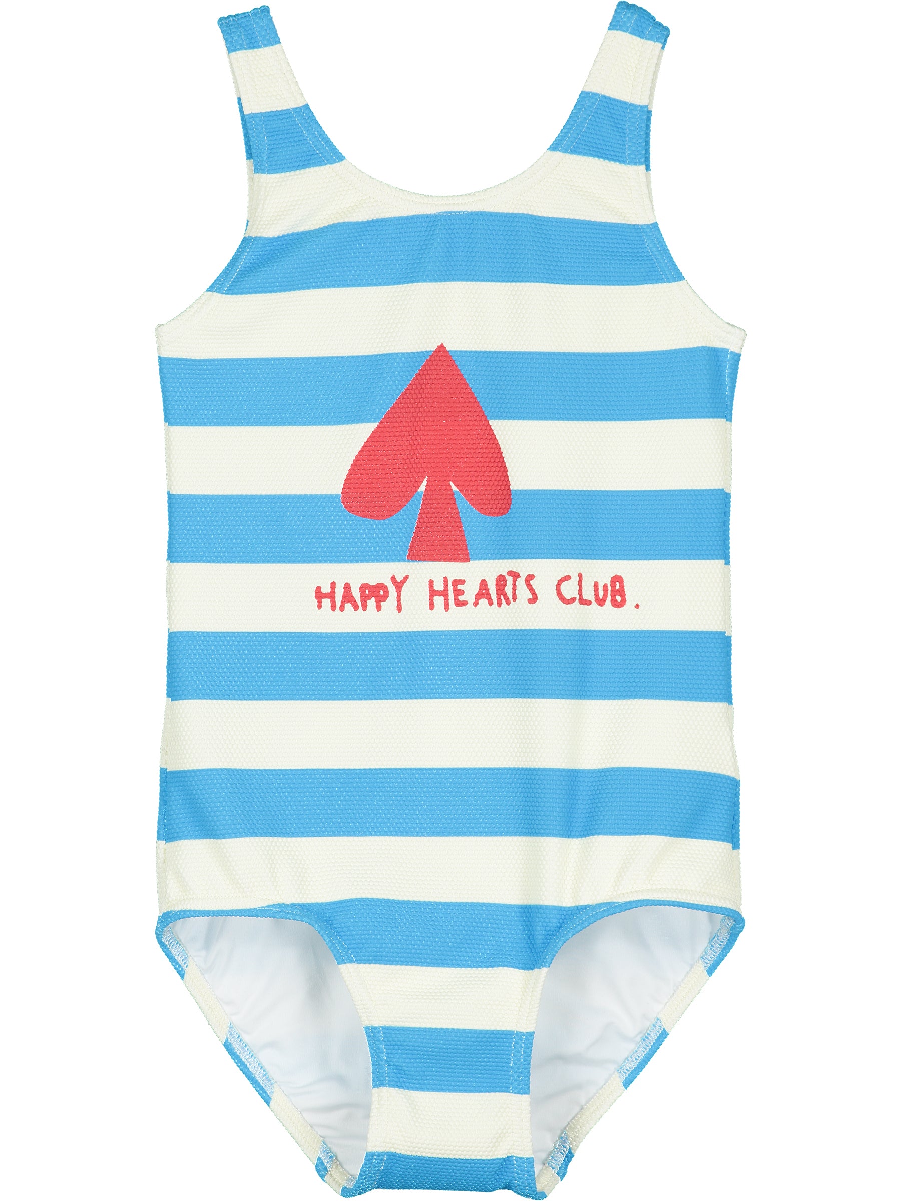 Blue Stripe Happy Hearts Club Swim Suit