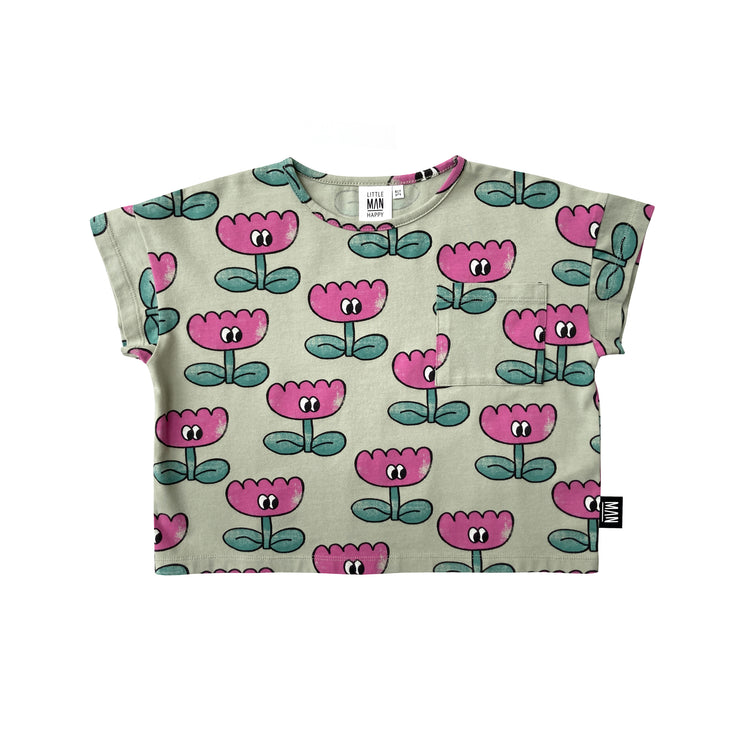 HAPPY FLOWER Cropped T-Shirt