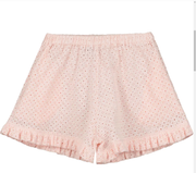 Delicate Pink Embroidered Frill Shorts - BL065