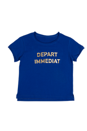 T-shirt “depart-retour” royal blue-gold