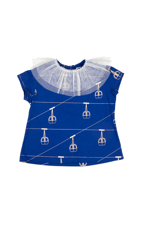 t-shirt arlequin collar - royal blue