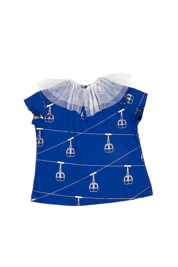 t-shirt arlequin collar - royal blue