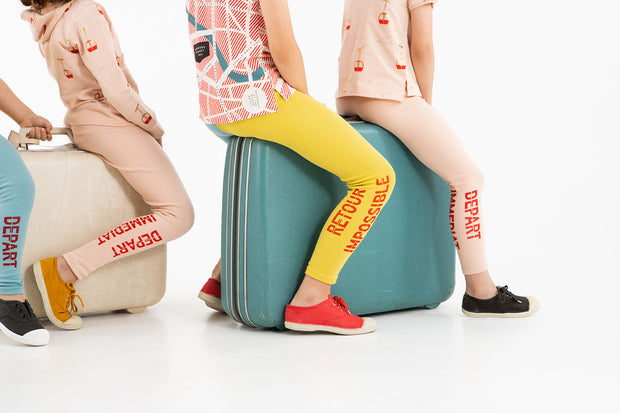 leggings "depart-retour" - sky blue-yellow