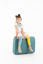 leggings "depart-retour" - sky blue-yellow