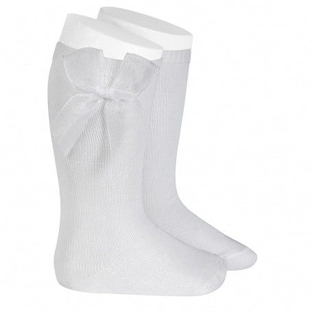 knee high socks with organa bow - WHITE 2439/2 - 200