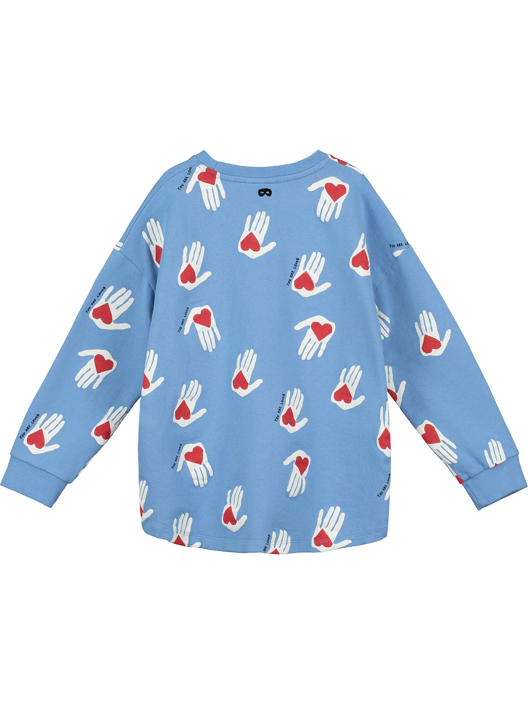 Blue Hold My Heart Print Relaxed Fit Sweater