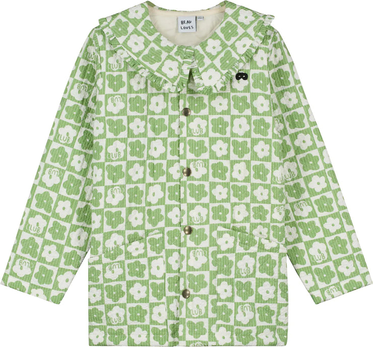 Club Olive Green Martha Collar Quilted Jacket - BL066